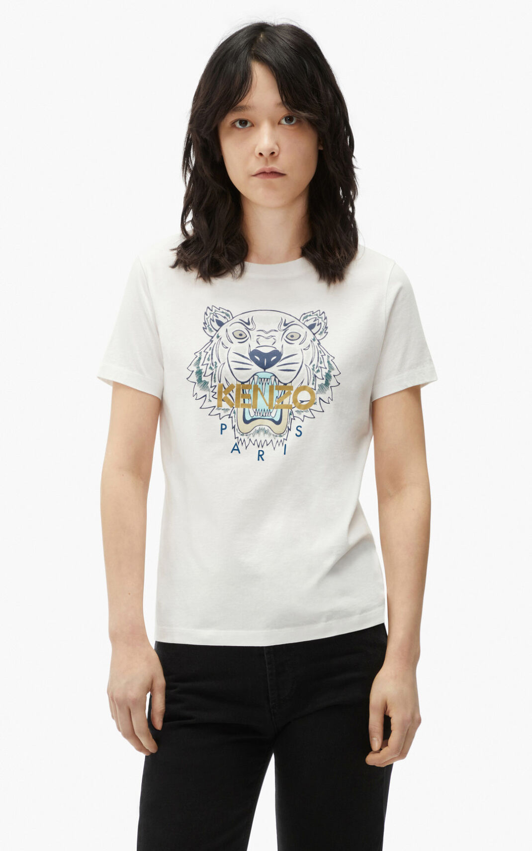 T Shirt Kenzo Femme Tiger Blanche XMDAC-1842